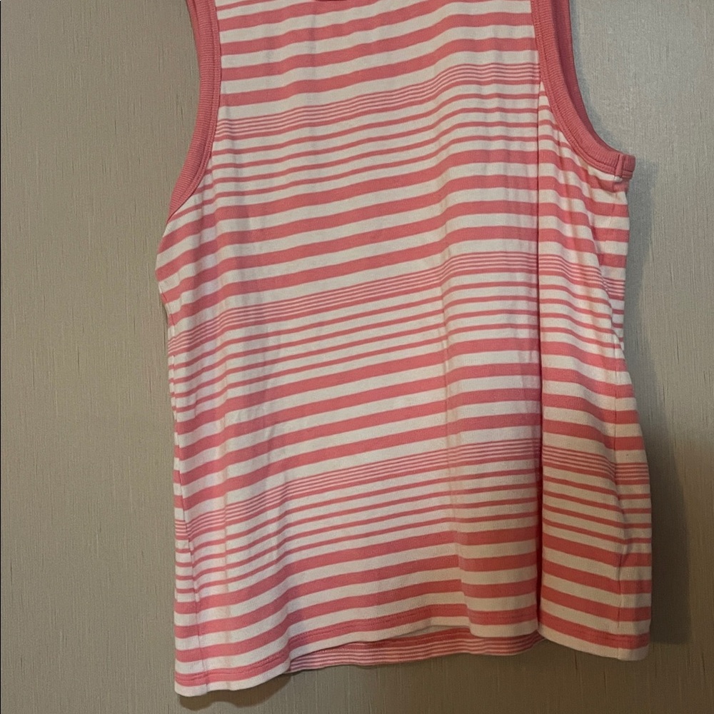 Vineyard vines large soft ribbed pink white stripped round neck tank top - Picture 3 of 3